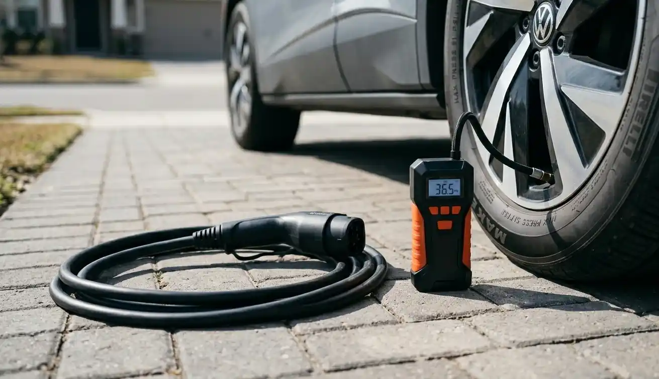 Digital pump on EV tire