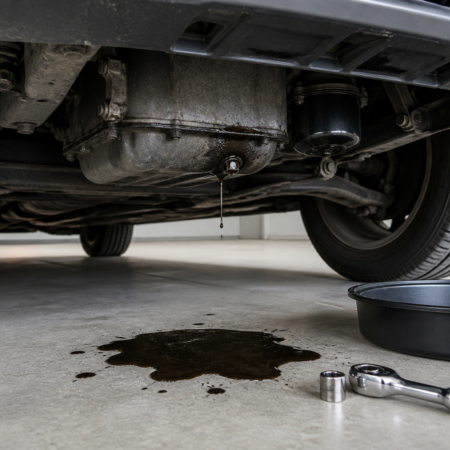 Engine Oil Leak Under the Car